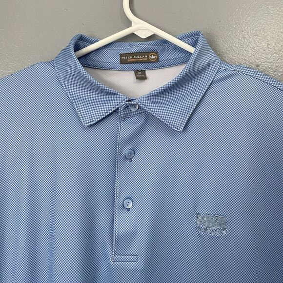 Peter Millar Summer Comfort‎ Polo Shirt Mens Extra Large Blue Square Golf Logo - Picture 2 of 12